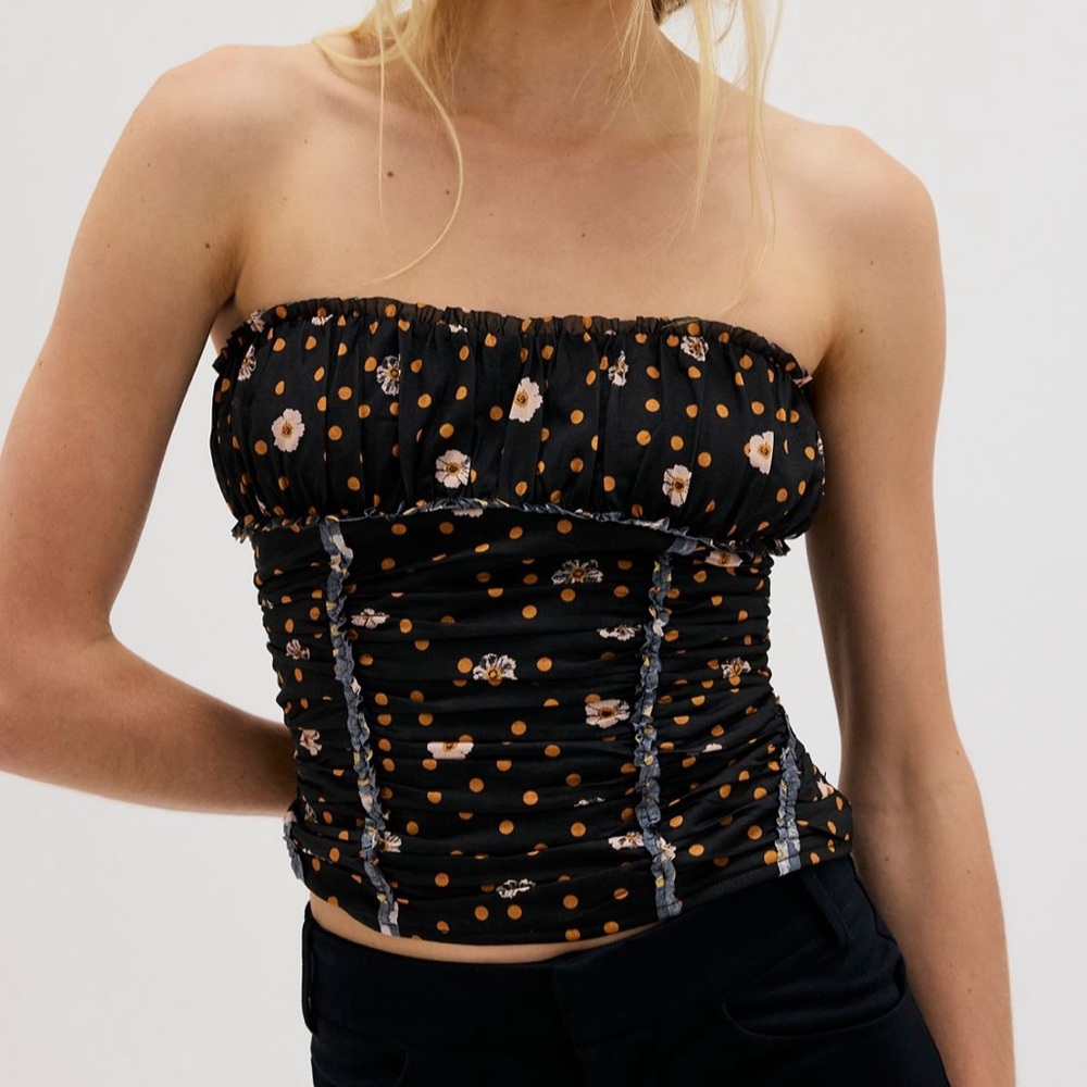 free people scottie printed tube top, black combo